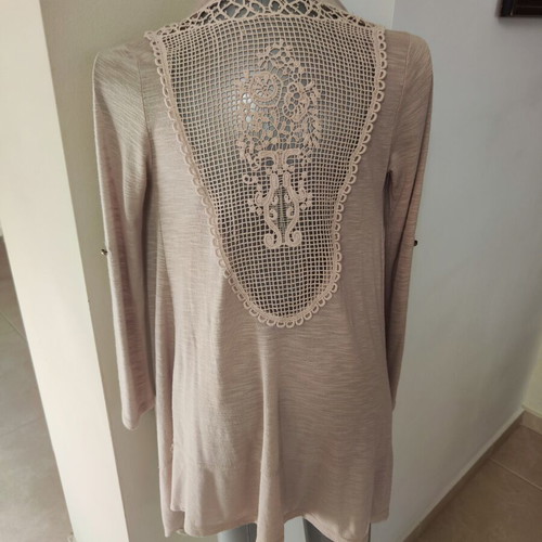 Crochet cardigan beige used, cotton with elastane, one size