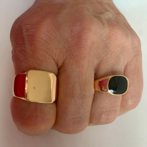 Gold Tone Signet Rings Set size 10 with cosmetic defects