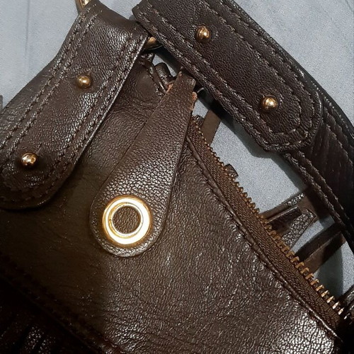 Large Zara shoulder bag new, genuine brown leather with fringes