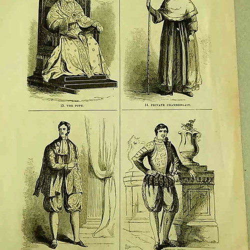 Ξυλογραφία 1854 με τον Πάπα και μέλη της παπικής αυλής