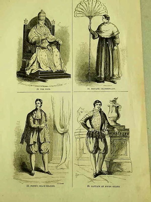 Ξυλογραφία 1854 με τον Πάπα και μέλη της παπικής αυλής