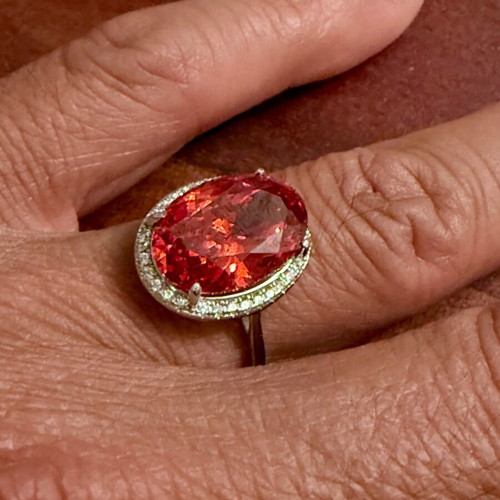 Canary Red Solitaire Ring 925 Silver with Cubic Zirconia, new