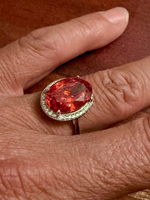 Canary Red Solitaire Ring 925 Silver with Cubic Zirconia, new