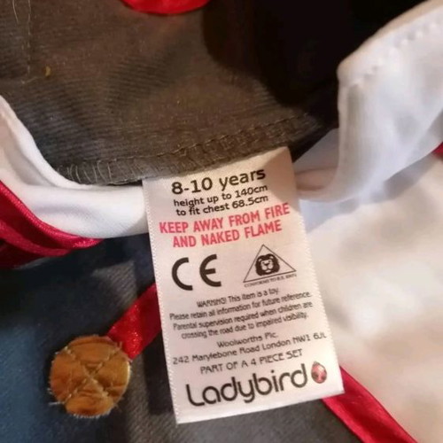 Ladybird Captain Hook costume used for 8-10 years old