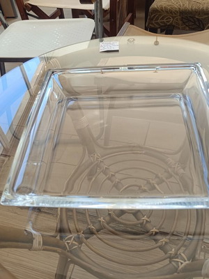 Large square glass bowl, thick heavy transparent glass