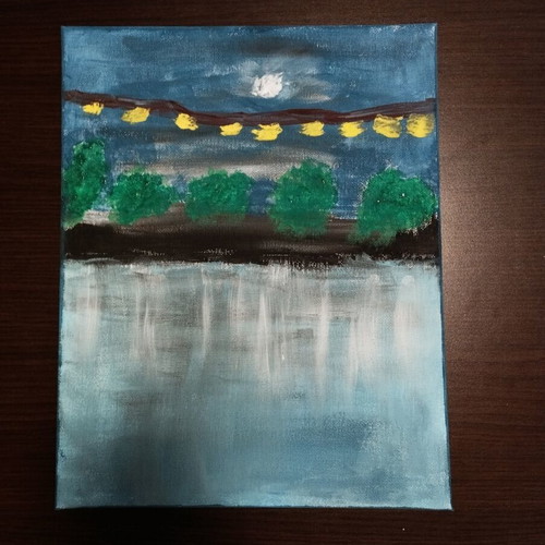 Komisarios original abstract landscape painting 30x24 canvas