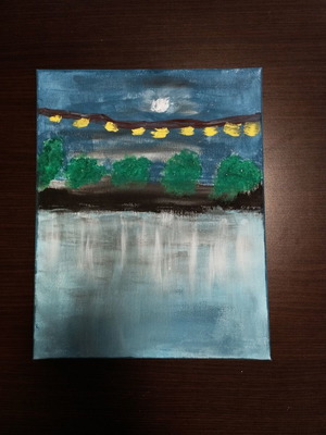 Komisarios original abstract landscape painting 30x24 canvas