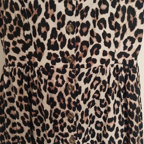 Leopard midi linen dress H&M new, xs with loose fit