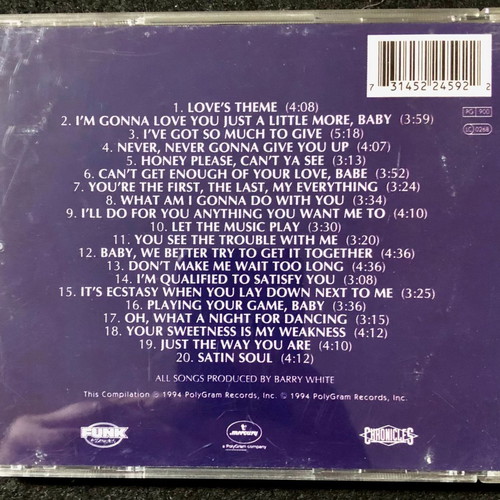 Barry White All-Time Greatest Hits CD used, pop