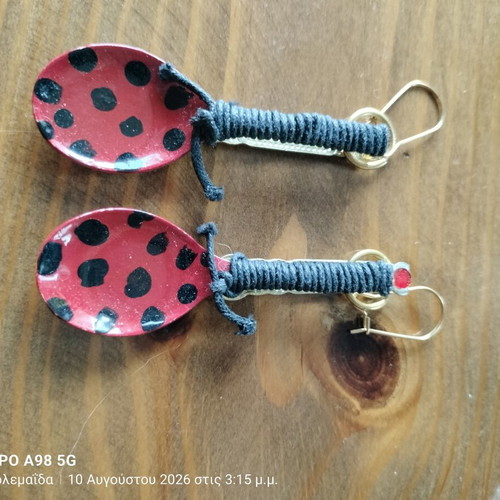 Handmade earrings from spoons and resin, new