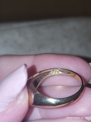 Silver 925 Gold Plated Ring with Heart and Zirconia Like New