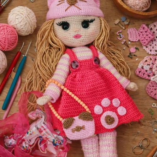 Knitted doll new, handmade