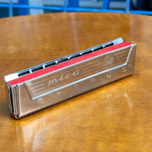 Vintage MICA RYTMUS harmonica used, made in Czechoslovakia