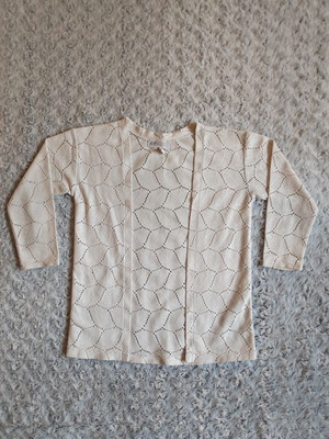 H&M Girls White Pointelle Knit Cardigan Size 110-116 Like New