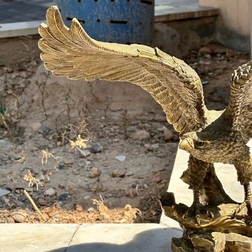 Brass eagle statue used with open wings