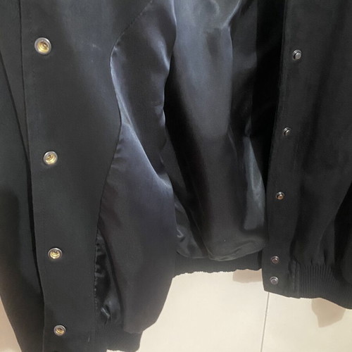 Bomber jacket black one size like new, suede style