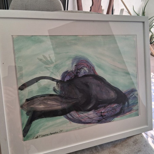 Painting "Γυμνα" framed 40×50cm, like new, signed