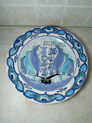 Decorative handmade ceramic plate from Skyros new