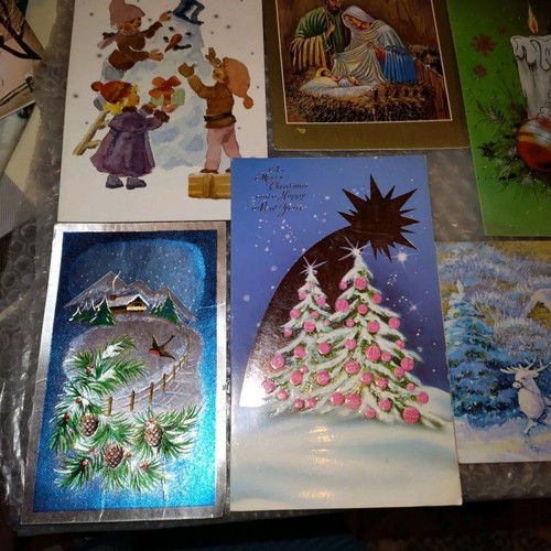 Christmas cards used, unique from foreign and Greek countries