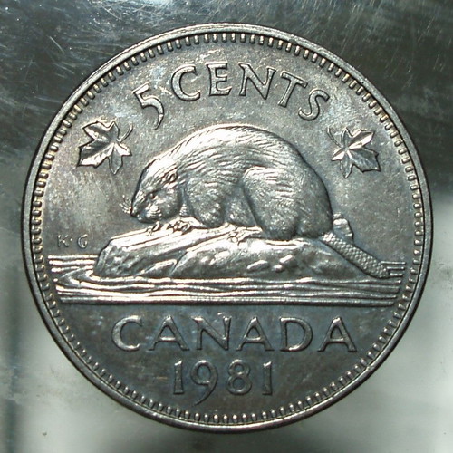 5 Cents Canada 1981 used with Elizabeth II portrait