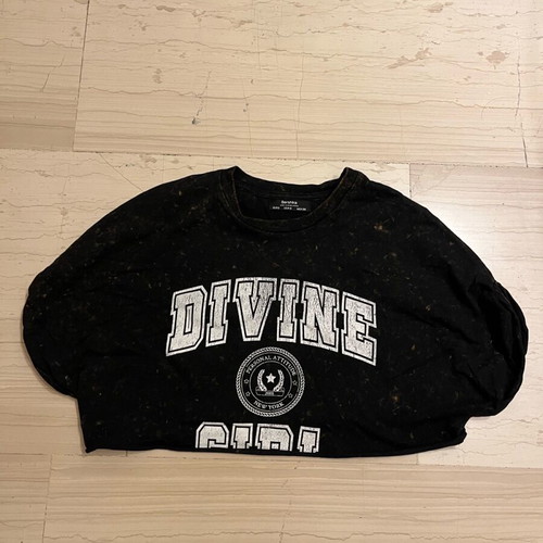 Bershka crop blouse new, black, size S