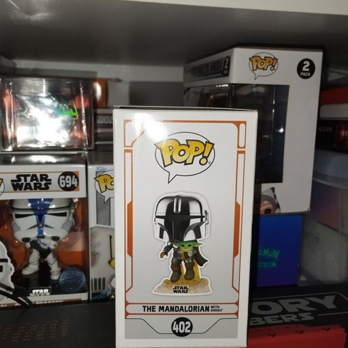 Star Wars The Mandalorian with Grogu Funko Pop 402, chrome with pin