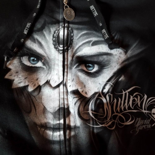 Sullen Art Collective hoodie black with print and hood, new size M