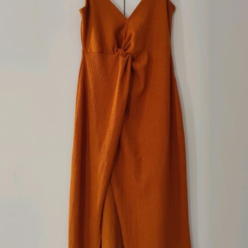 Bershka camel midi dress with slit like new