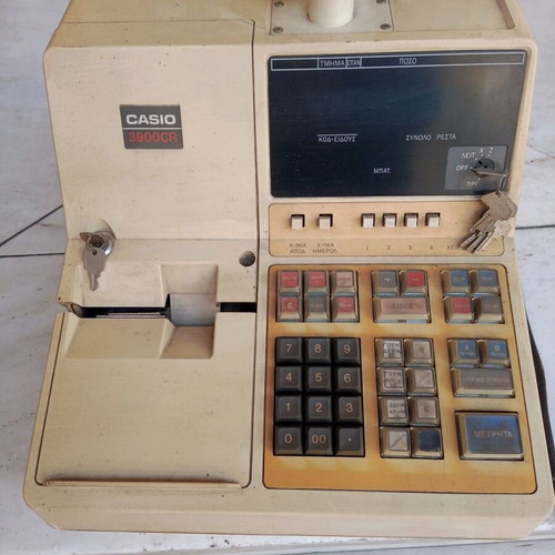 Vintage cash register used for decor without drawer