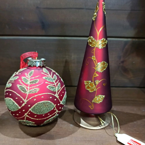 Vintage glass Christmas decoration set of two new