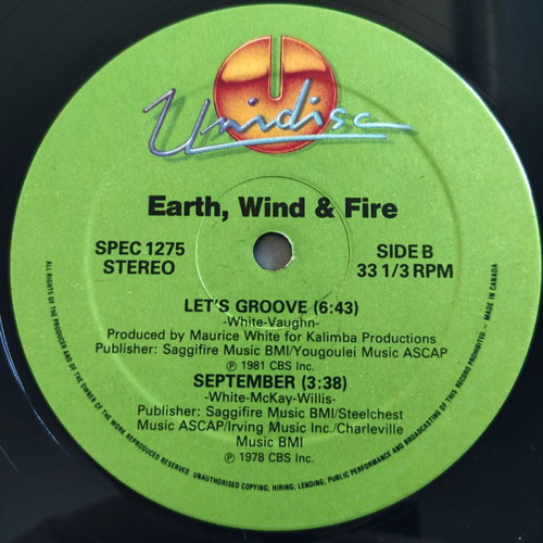 Earth, Wind & Fire Fantasy Sun Goddess Let's Groove September 12" vinyl maxi single used