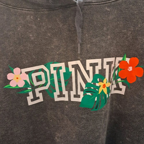 Victoria's Secret Pink Hoodie like new, grey acid-wash, oversized XXL