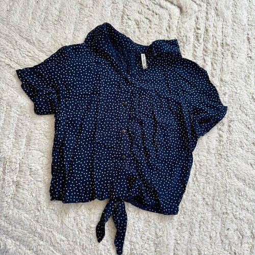 Crop polka dot shirt used, blue Decoro