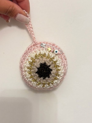 Handmade Crochet Evil Eye Charm for Baby Crib, Keychain, or Car