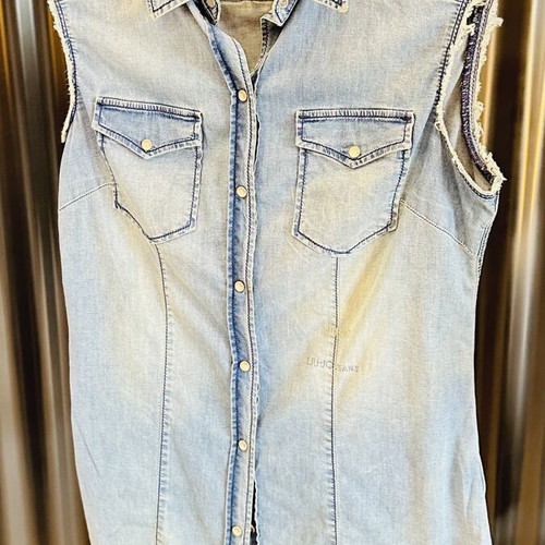 Liu Jo Jeans Denim Sleeveless Shirt with Gold Details