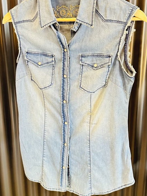 Liu Jo Jeans Denim Sleeveless Shirt like new, blue