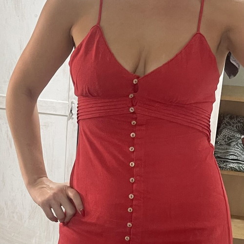 Zara linen maxi red dress XS/S