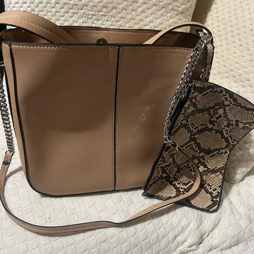Zara crossbody bag like new with integrated snake print wallet beige