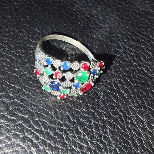 Women's silver ring like new, colorful