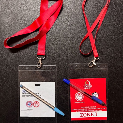 Olympiacos Youth League 2024-25 used package with 2 passes and official lanyard