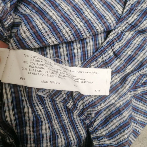Kocca plaid bodysuit shirt Small new, blue and white