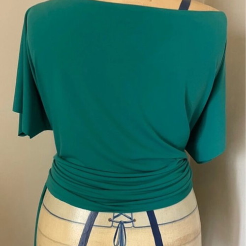 Green emerald asymmetric blouse like new, viscose, size large-xl