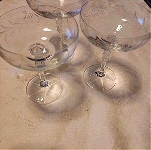 3 vintage κρυστάλλινα ποτήρια