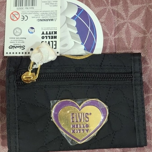 Hello Kitty fabric wallet new, black and gold