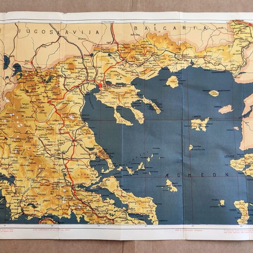 Map of Greece used 1936-1939, tourist lithographic edition