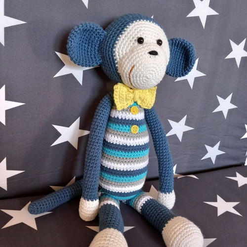 Handmade crocheted monkey new, 36 cm, cotton yarn