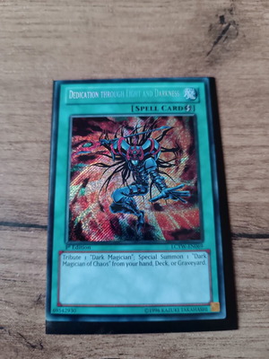 Dedication Through Light and Darkness YuGiOh Card mint, 1st Edition