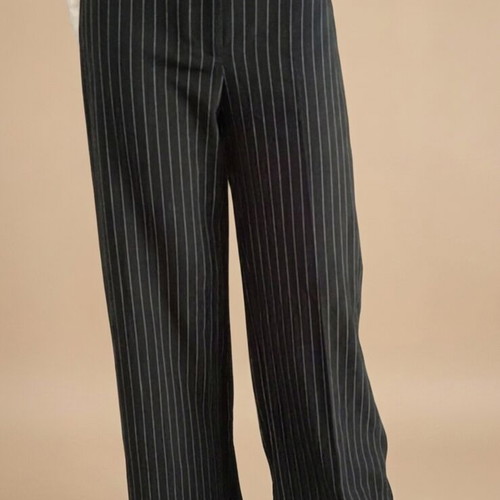 Bershka women's black high-waisted office pants with white stripes size M like new