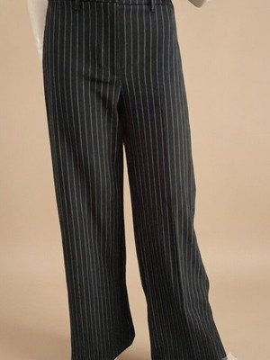 Bershka women's black high-waisted office pants with white stripes size M like new