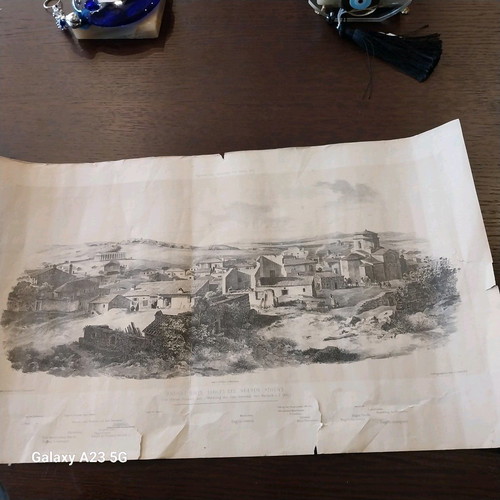 Lithography Panorama of Athens 1835 used